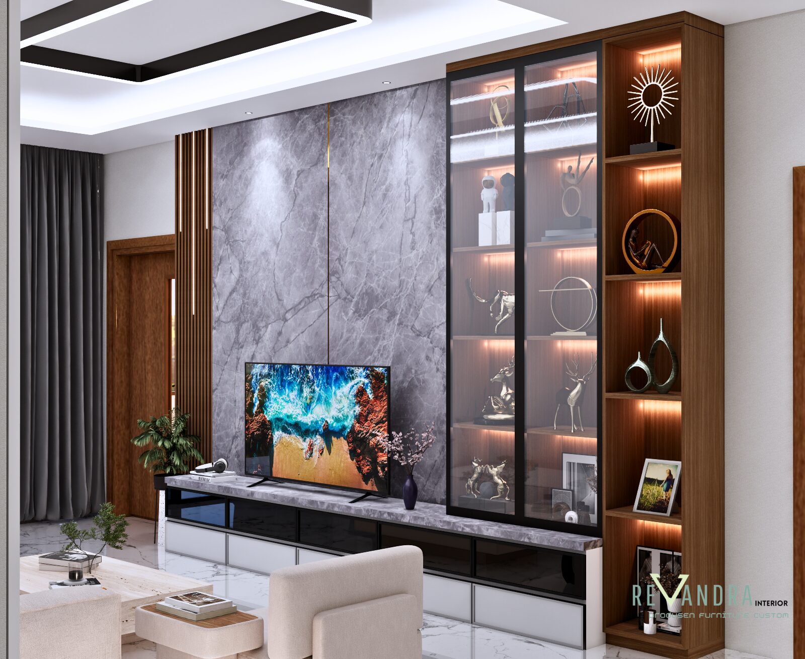 Backdrop TV Modern – fungsional untuk Ruang Keluarga