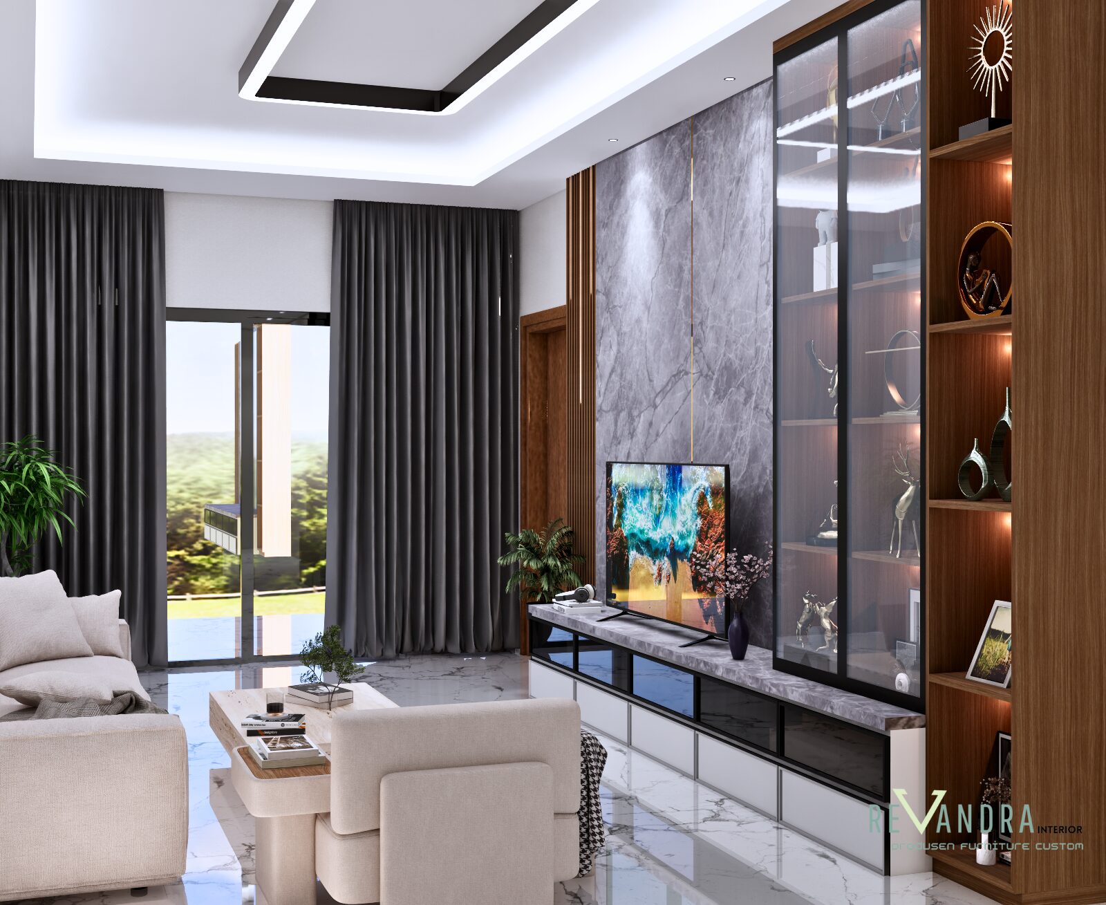 Backdrop TV Modern – fungsional untuk Ruang Keluarga