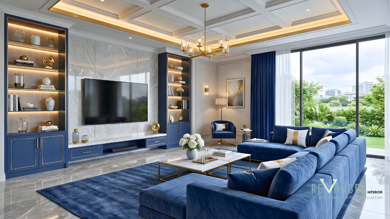 Desain living room mewah, elegan serta fungsional