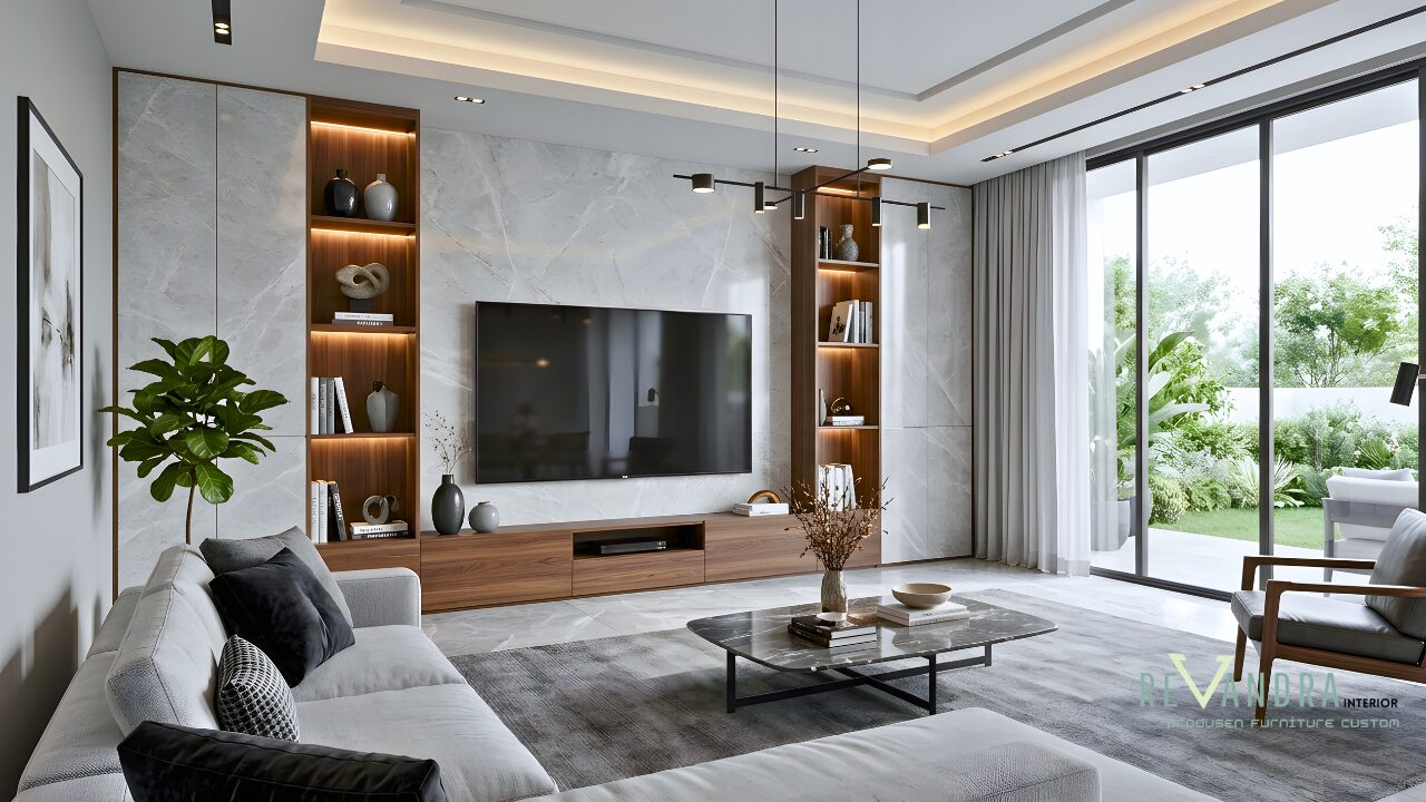 Desain living room mewah, elegan serta fungsional