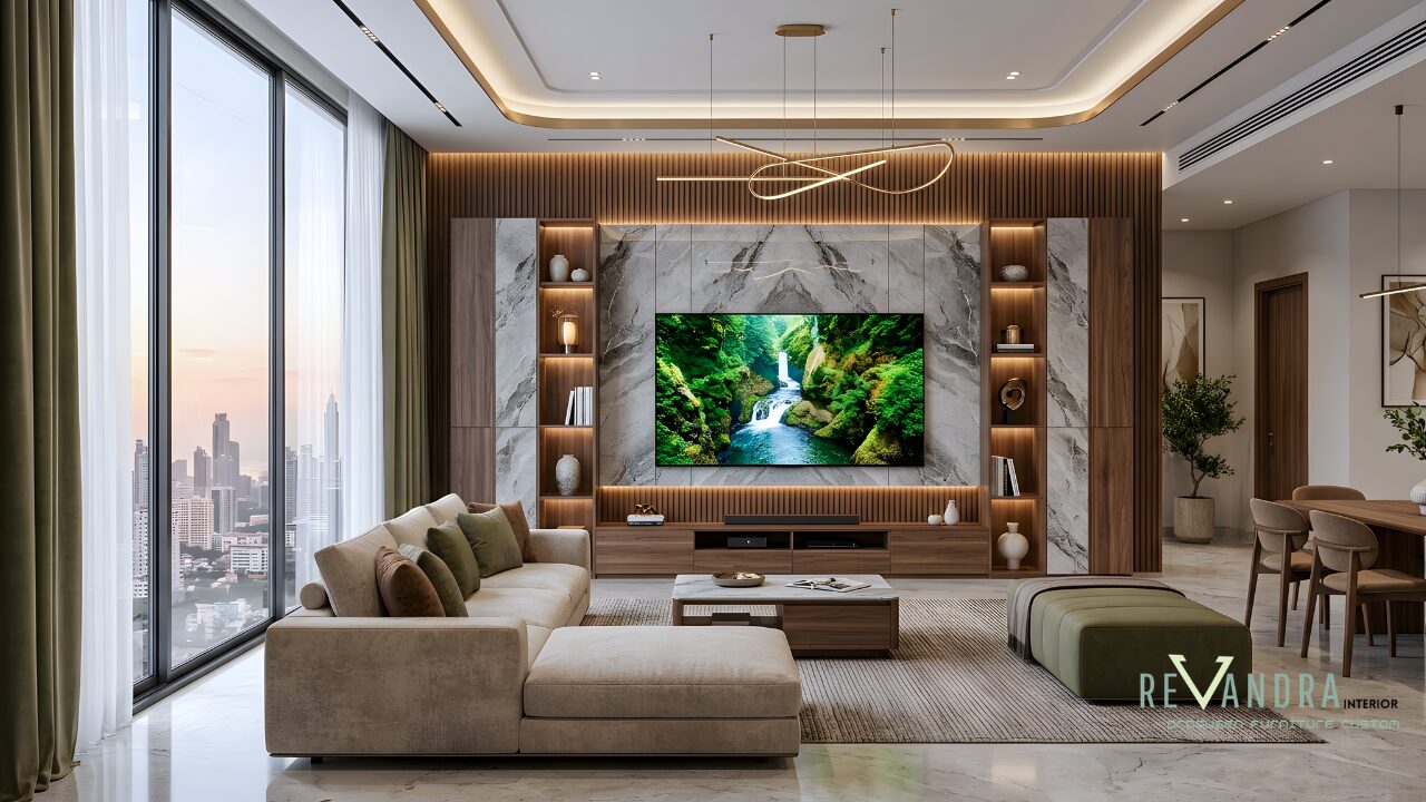 Desain living room mewah, elegan serta fungsional