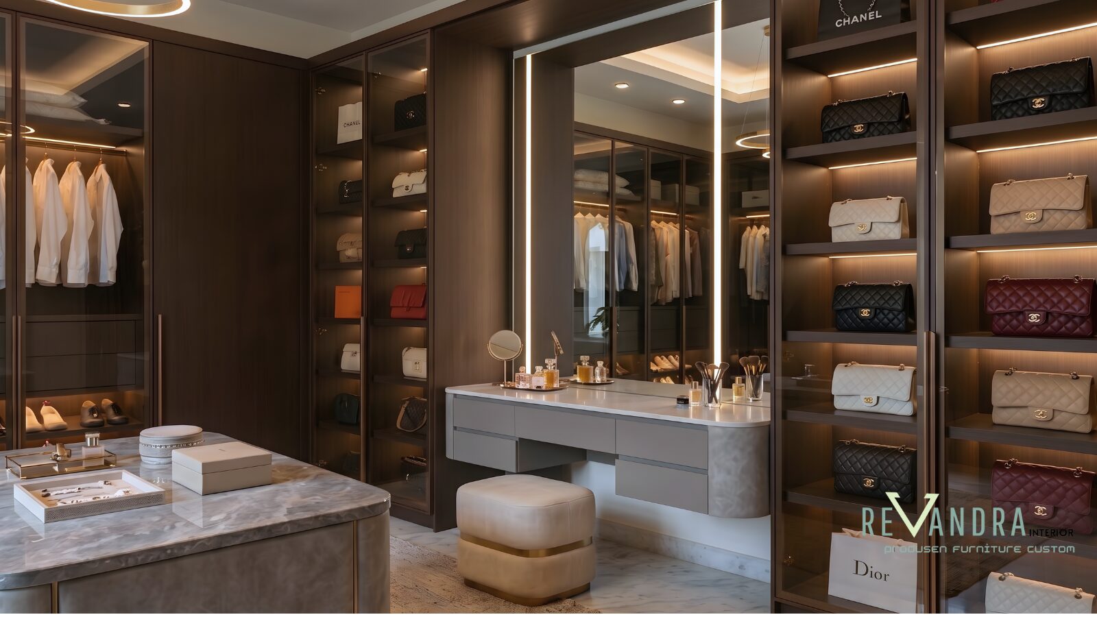 Walk In Closet Modern, Solusi Penyimpanan Rapi dan Elegan