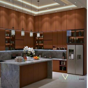 Desain Kitchen Set Modern Mewah dengan Nuansa Gelap