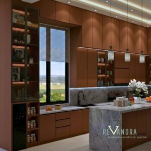 Desain Kitchen Set Modern Mewah dengan Nuansa Gelap