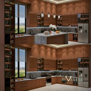 Desain Kitchen Set Modern Mewah dengan Nuansa Gelap